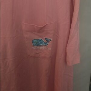 Vineyard Vines Pink Shirt with Blue Whale Logo